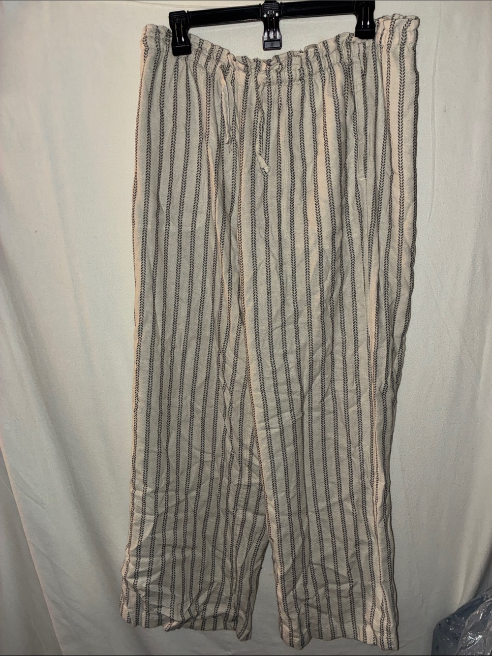 Sonoma Cream Pants with Gray Vertical Stripes